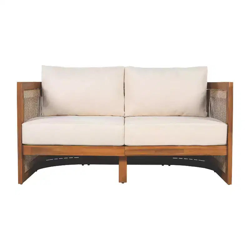 Christopher Knight Home Swedy, ensemble de 5 pièces de mobilier d'extérieur en bois d'acacia avec sièges baignoire incurvés et corde tressée