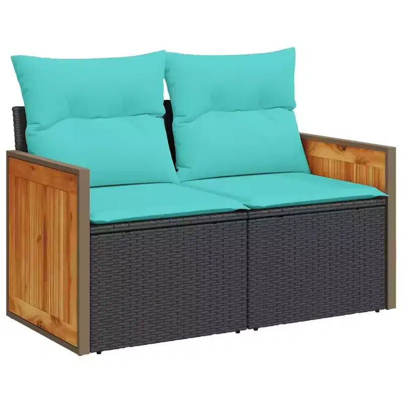 vidaXL Salon de jardin 12 pcs avec coussins résine tressée noire