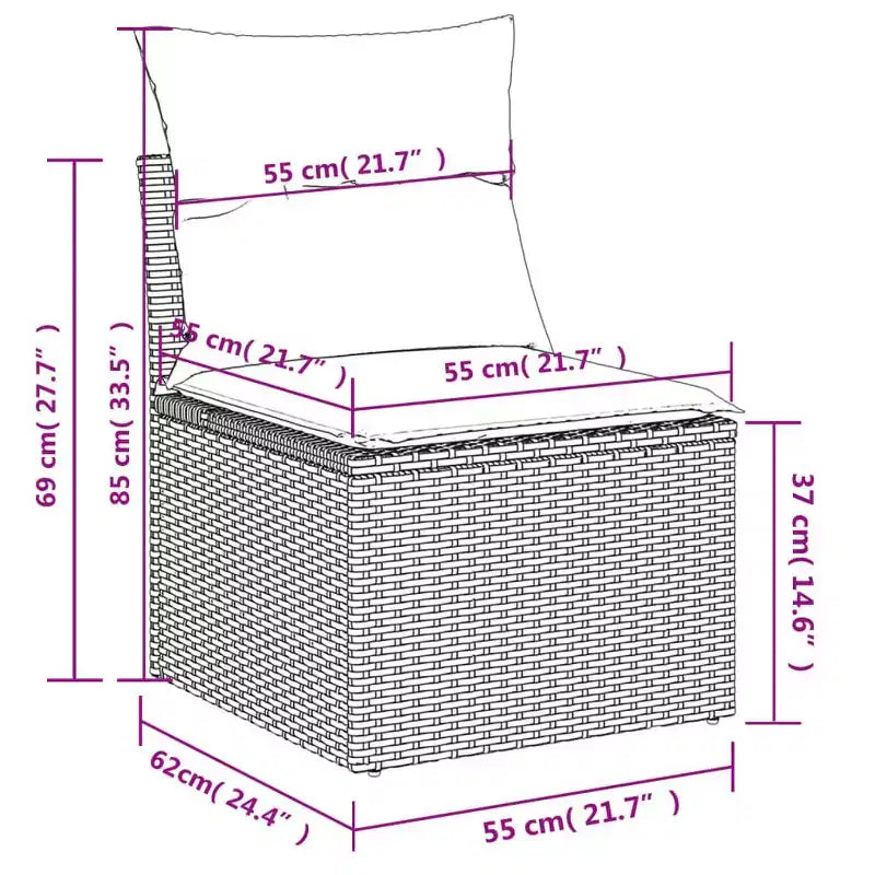 vidaXL Salon de jardin 12 pcs avec coussins résine tressée noire