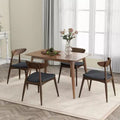 Modern Dining Set for 4, 5 Pieces Rectangular Solid Wood Table Set with 4 Upholstered Chairs for Small Space Kitchen