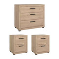 Tvilum, Mira 3-Piece Bedroom Set - Chest And Nightstand Set Of 2, Jackson Hickory
