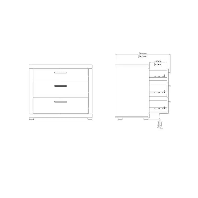 Tvilum, Ensemble de chambre Mira 3 pièces – Commode et table de chevet (lot de 2), Jackson Hickory