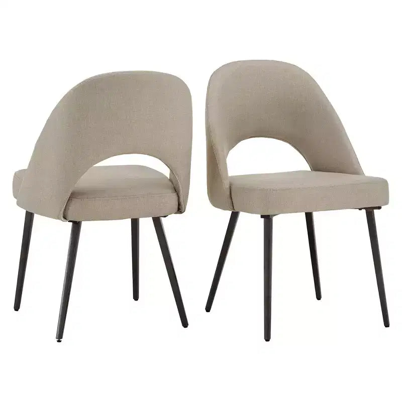 Ensemble table à manger ronde Jolana 45 et chaises de salle à manger tapissées - iNSPIRE Q