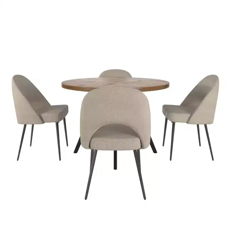 Ensemble table à manger ronde Jolana 45 et chaises de salle à manger tapissées - iNSPIRE Q