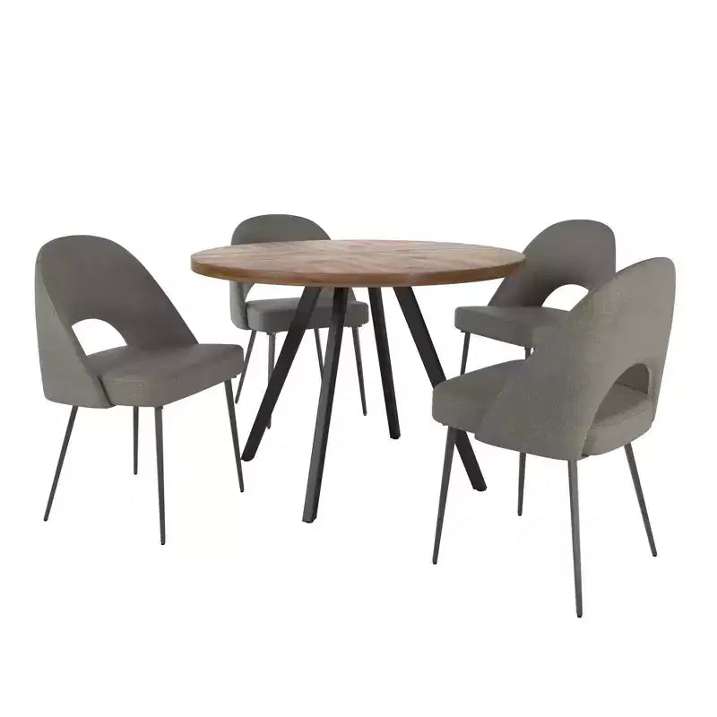 Ensemble table à manger ronde Jolana 45 et chaises de salle à manger tapissées - iNSPIRE Q