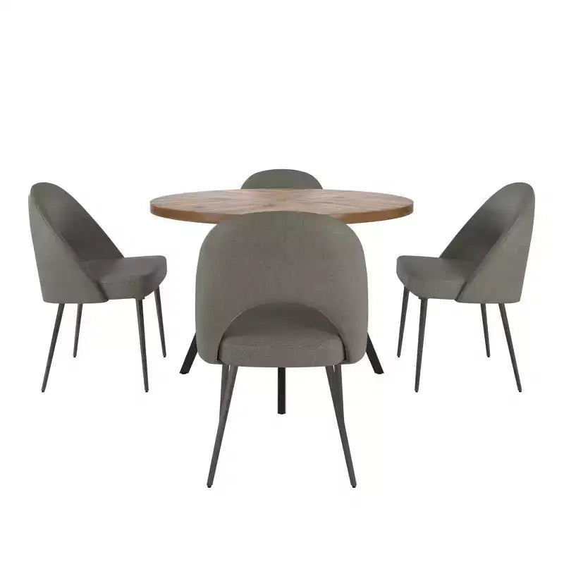 Ensemble table à manger ronde Jolana 45 et chaises de salle à manger tapissées - iNSPIRE Q