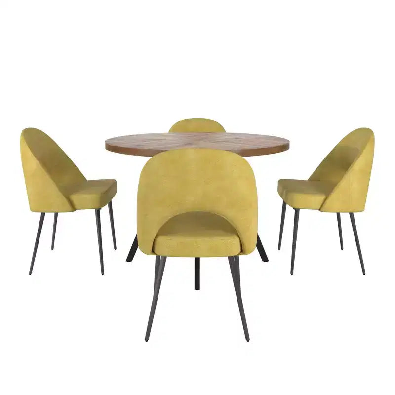 Ensemble table à manger ronde Jolana 45 et chaises de salle à manger tapissées - iNSPIRE Q