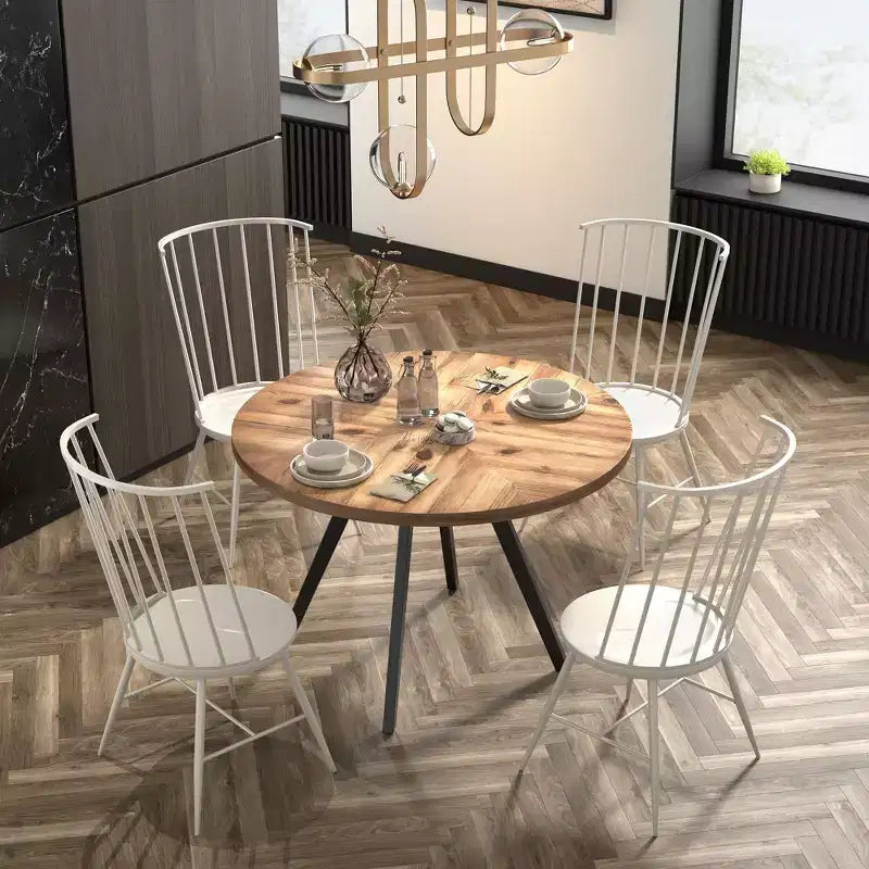 Table de salle à manger et ensemble Jolana 45" Plateau rond en chêne, finition noire - iNSPIRE Q