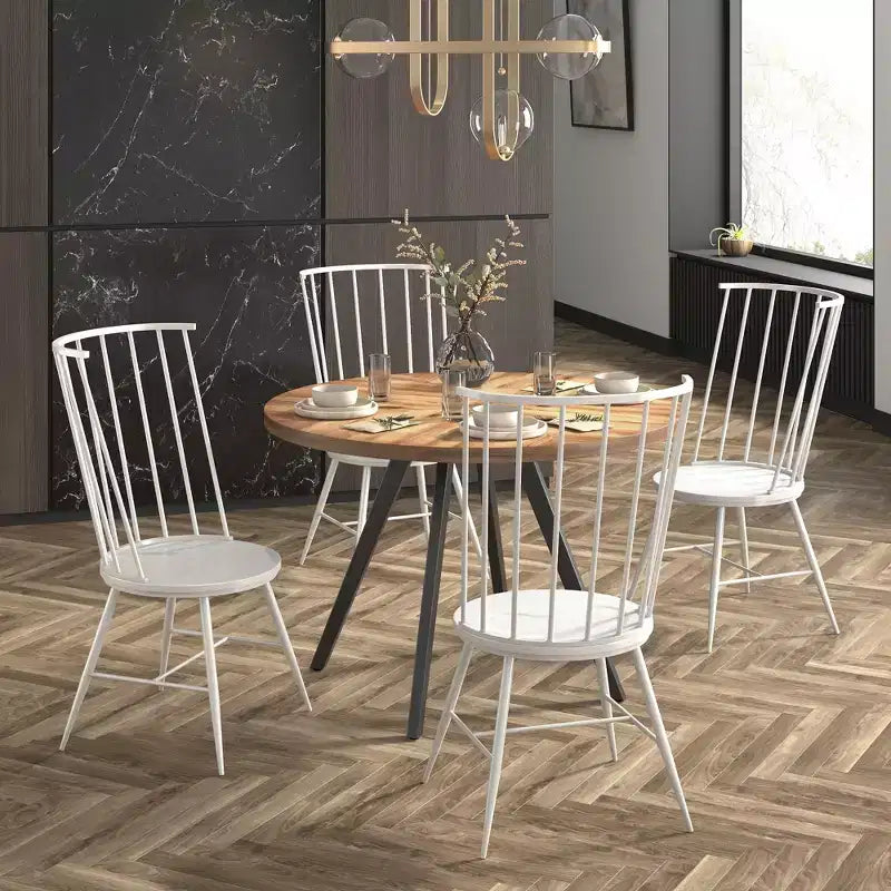 Table de salle à manger et ensemble Jolana 45" Plateau rond en chêne, finition noire - iNSPIRE Q