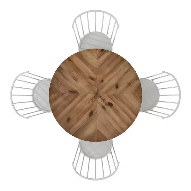 Table de salle à manger et ensemble Jolana 45" Plateau rond en chêne, finition noire - iNSPIRE Q