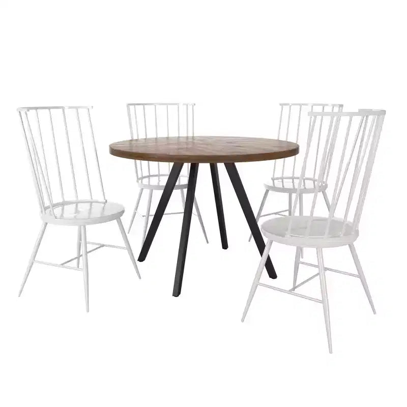 Table de salle à manger et ensemble Jolana 45" Plateau rond en chêne, finition noire - iNSPIRE Q