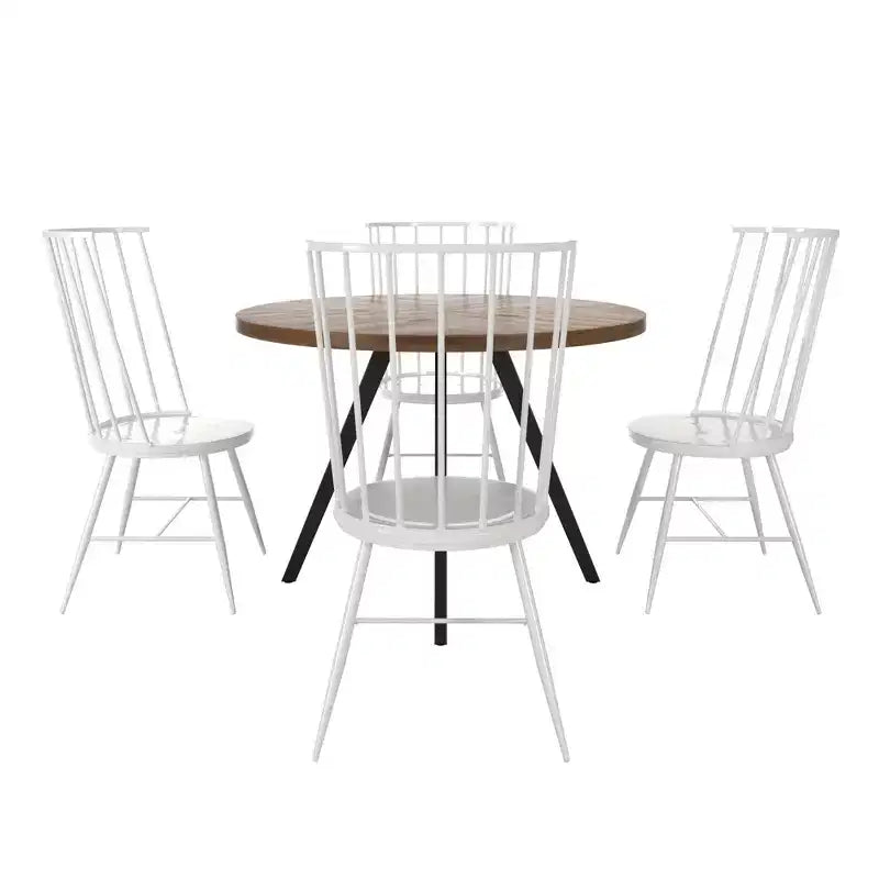 Table de salle à manger et ensemble Jolana 45" Plateau rond en chêne, finition noire - iNSPIRE Q