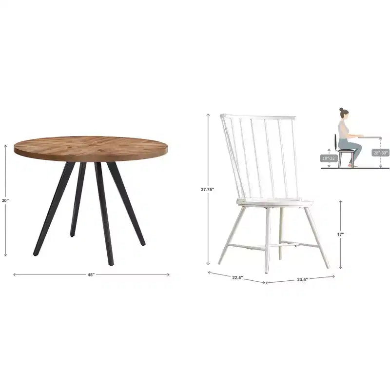 Table de salle à manger et ensemble Jolana 45" Plateau rond en chêne, finition noire - iNSPIRE Q