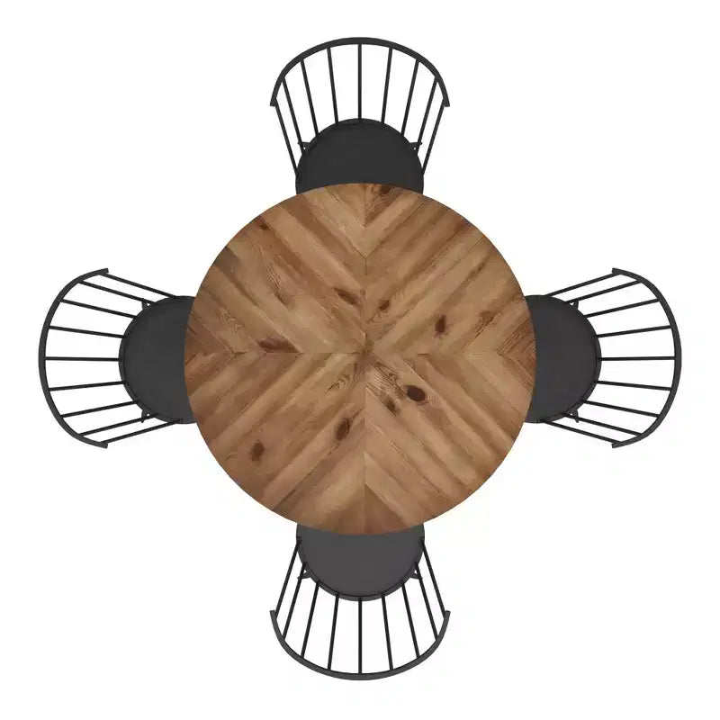 Table de salle à manger et ensemble Jolana 45" Plateau rond en chêne, finition noire - iNSPIRE Q