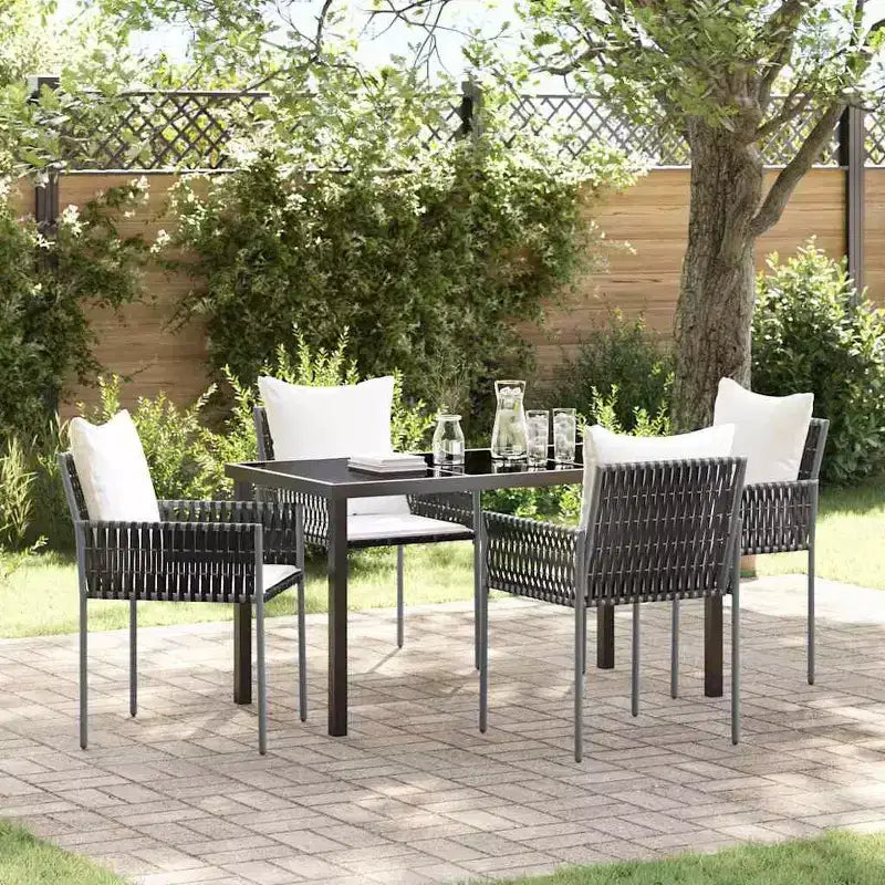 vidaXL Ensemble de salle à manger de jardin 5 pièces en résine tressée marron et noir