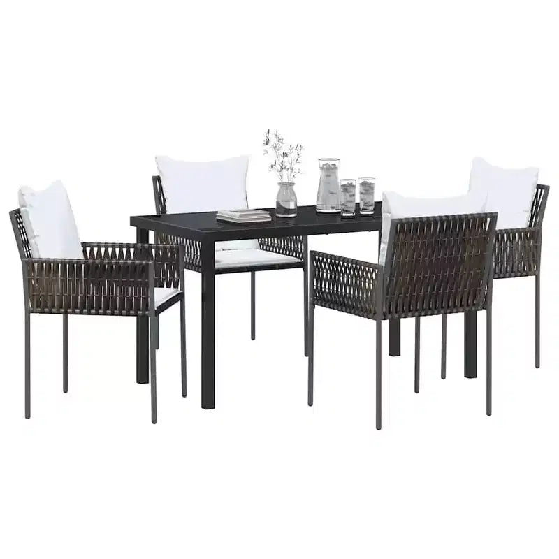 vidaXL Ensemble de salle à manger de jardin 5 pièces en résine tressée marron et noir