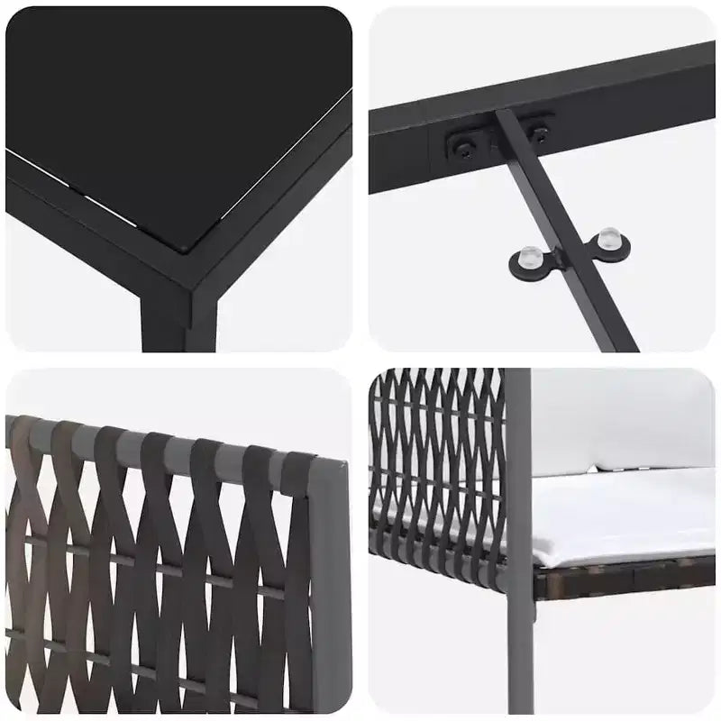 vidaXL Ensemble de salle à manger de jardin 5 pièces en résine tressée marron et noir