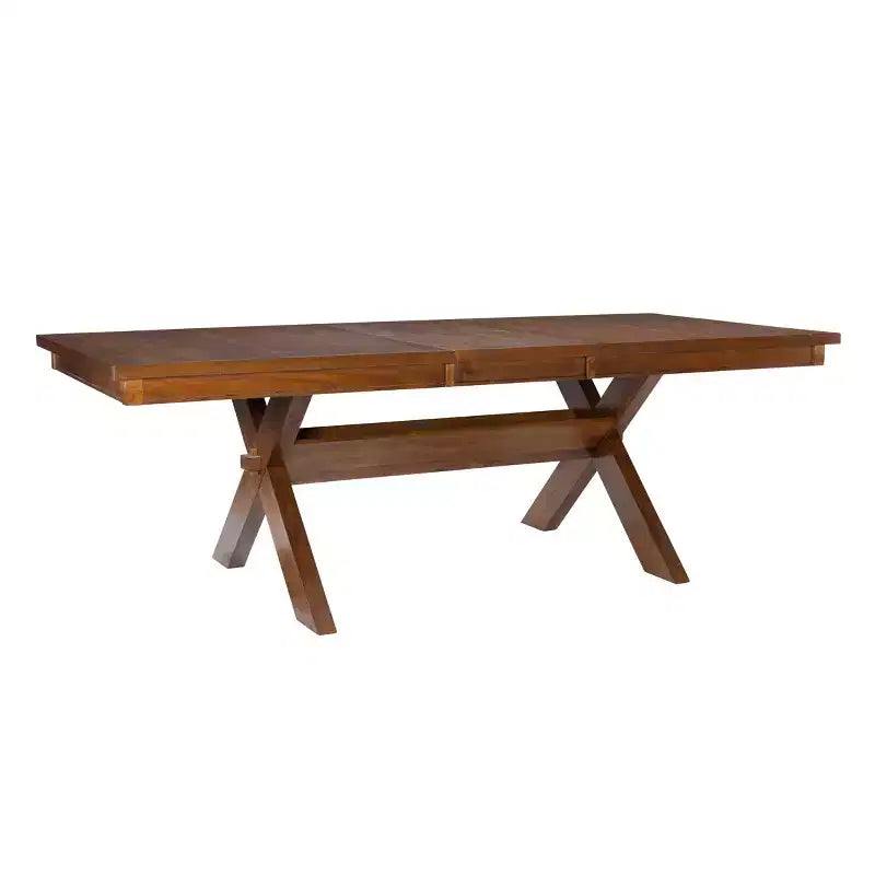 Ensemble de salle à manger Jackson 7 pièces avec chaises à dossier en X et table extensible, couleur noisette foncée - Powell