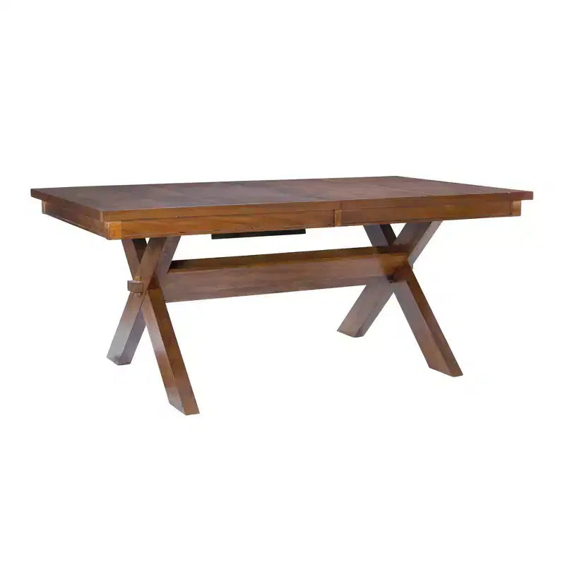 Ensemble de salle à manger Jackson 7 pièces avec chaises à dossier en X et table extensible, couleur noisette foncée - Powell