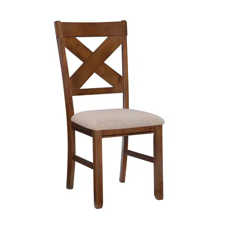 Ensemble de salle à manger Jackson 7 pièces avec chaises à dossier en X et table extensible, couleur noisette foncée - Powell