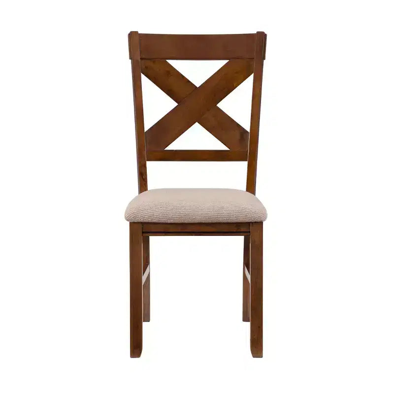 Ensemble de salle à manger Jackson 7 pièces avec chaises à dossier en X et table extensible, couleur noisette foncée - Powell