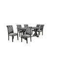 HOMES: Inside + Out 7pc Hepburn Dining Set Antique Black/Gray : Rectangle Table, 6 Upholstered Chairs