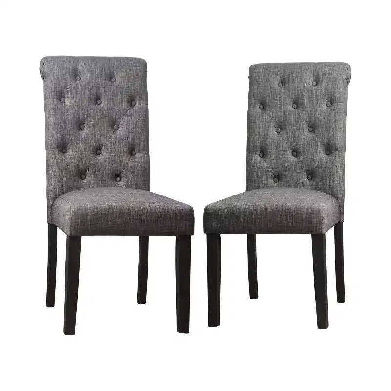 HOMES: Inside + Out Ensemble de salle à manger 7 pièces Hepburn noir antique/gris : Table rectangulaire, 6 chaises rembourrées
