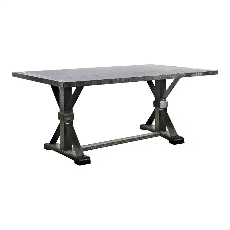 HOMES: Inside + Out Ensemble de salle à manger 7 pièces Hepburn noir antique/gris : Table rectangulaire, 6 chaises rembourrées