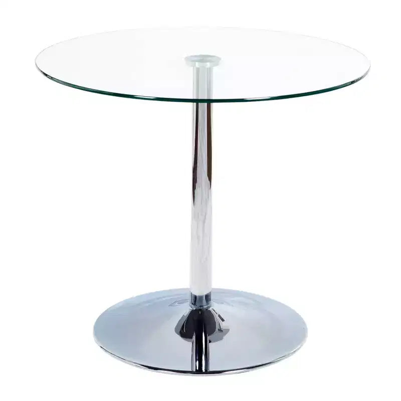 Ensemble de salle à manger 3 pièces Buylateral Nora avec table ronde sur pied moderne et chaises en similicuir gris/blanc