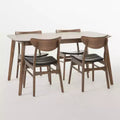 Christopher Knight Home 5pc Anise 59" Dining Set Walnut/Dark Brown: Rectangle Table, 4 Upholstered Chairs, Leather Seat