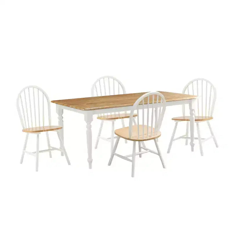 5pc Farmhouse Dining Set White/Natural - Boraam