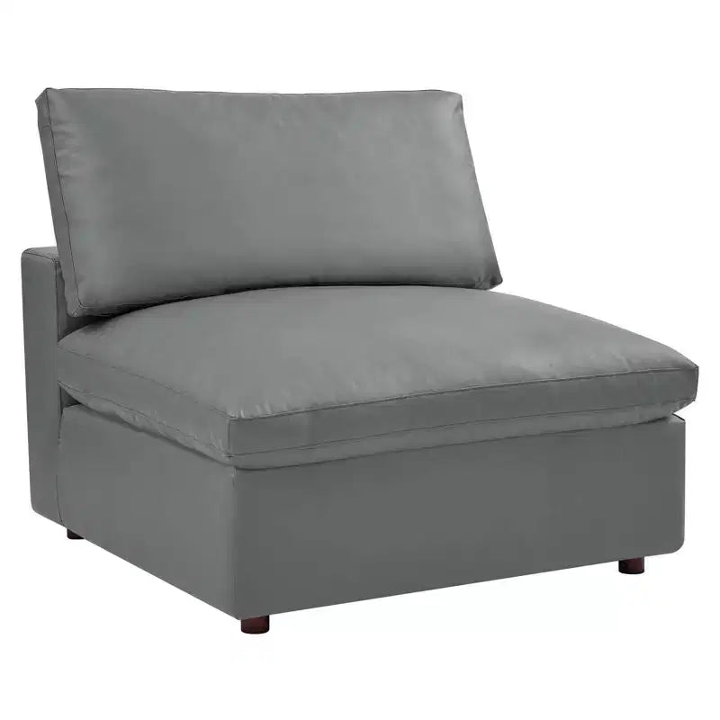 Ensemble de canapé d'angle en cuir végétalien 5 places rembourré en duvet Commix gris – Modway : Confort moelleux, mobilier de maison moderne