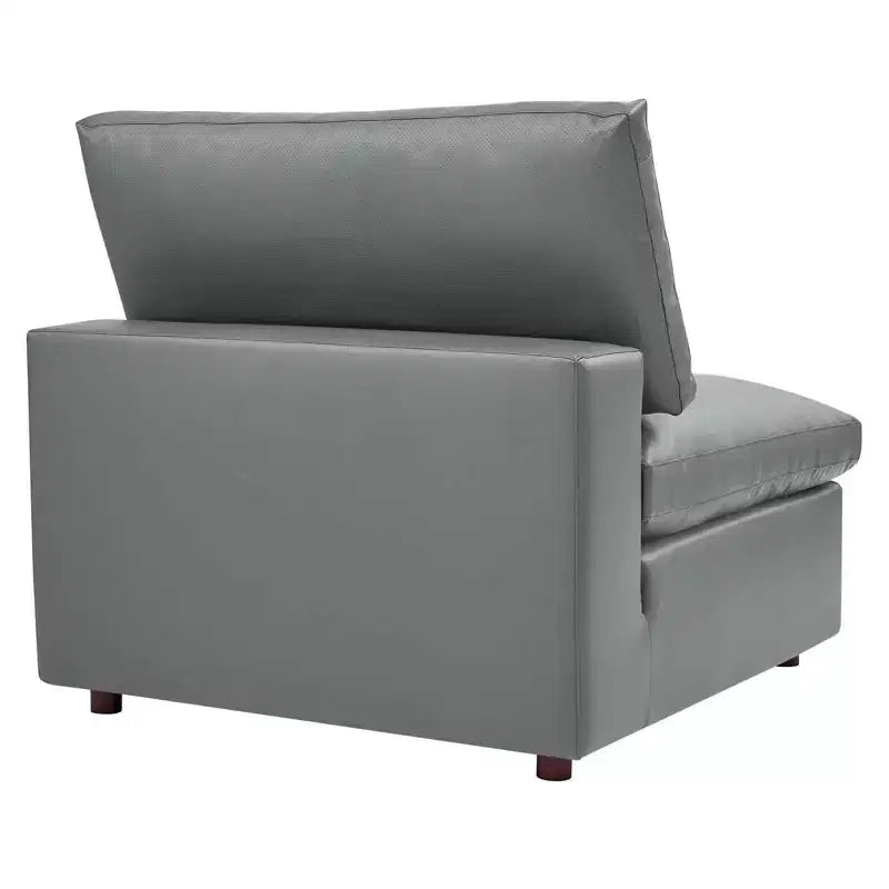 Ensemble de canapé d'angle en cuir végétalien 5 places rembourré en duvet Commix gris – Modway : Confort moelleux, mobilier de maison moderne