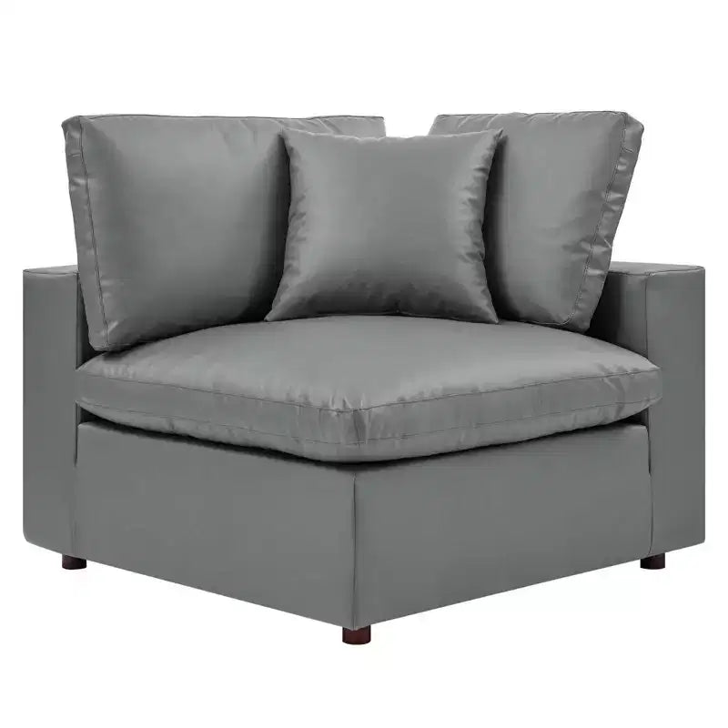 Ensemble de canapé d'angle en cuir végétalien 5 places rembourré en duvet Commix gris – Modway : Confort moelleux, mobilier de maison moderne