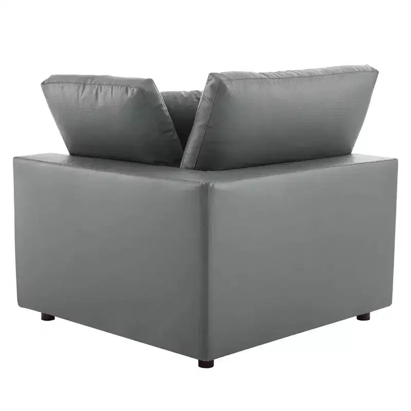 Ensemble de canapé d'angle en cuir végétalien 5 places rembourré en duvet Commix gris – Modway : Confort moelleux, mobilier de maison moderne