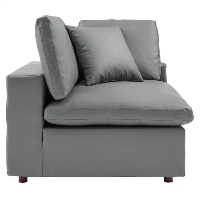 Ensemble de canapé d'angle en cuir végétalien 5 places rembourré en duvet Commix gris – Modway : Confort moelleux, mobilier de maison moderne