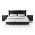 3pc Queen Shorehaven Bedroom Set with 2 Nightstands Black/Chrome - miBasics: Modern Furniture, USB Port Bookshelf