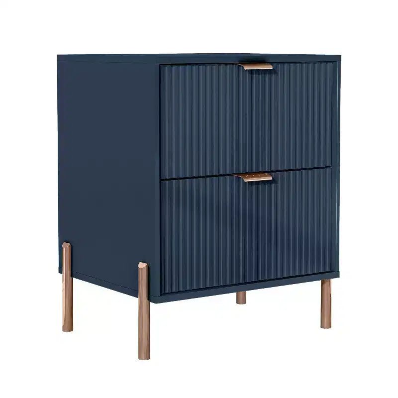 Ensemble de chambre Festivo 4 pièces - commode, chiffonnier et 2 tables de nuit 2 tiroirs - Bleu Marine - Design Élégance Moderne