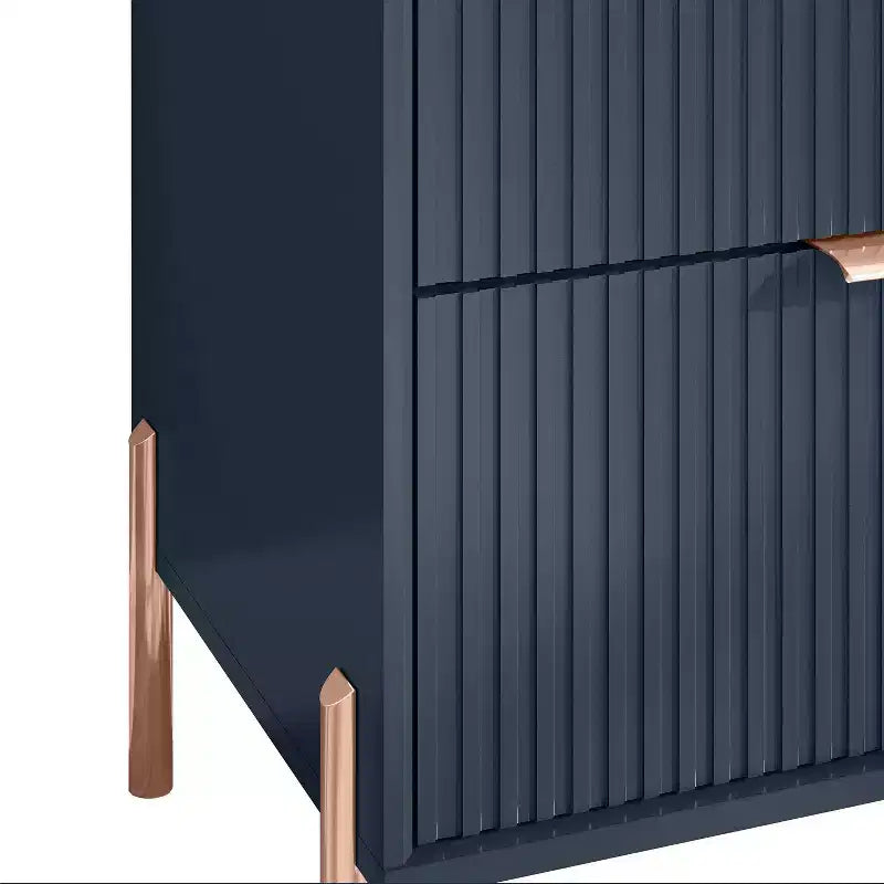 Ensemble de chambre Festivo 4 pièces - commode, chiffonnier et 2 tables de nuit 2 tiroirs - Bleu Marine - Design Élégance Moderne