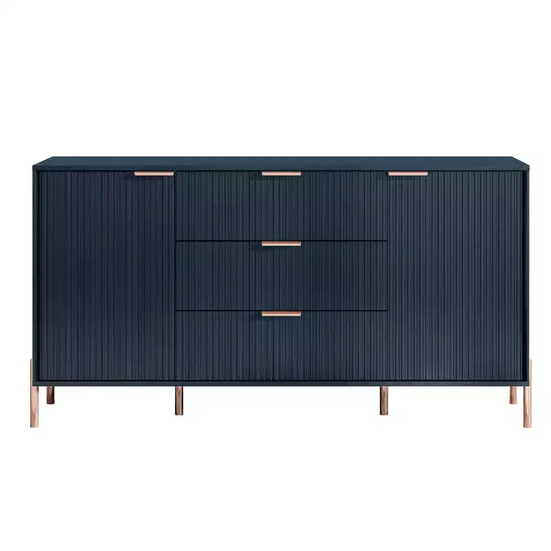 Ensemble de chambre Festivo 4 pièces - commode, chiffonnier et 2 tables de nuit 2 tiroirs - Bleu Marine - Design Élégance Moderne