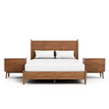 HOMES: Inside + Out 3pc Queen Riverstone Mid-Century Modern Bedroom Set with 2 Nightstands Walnut