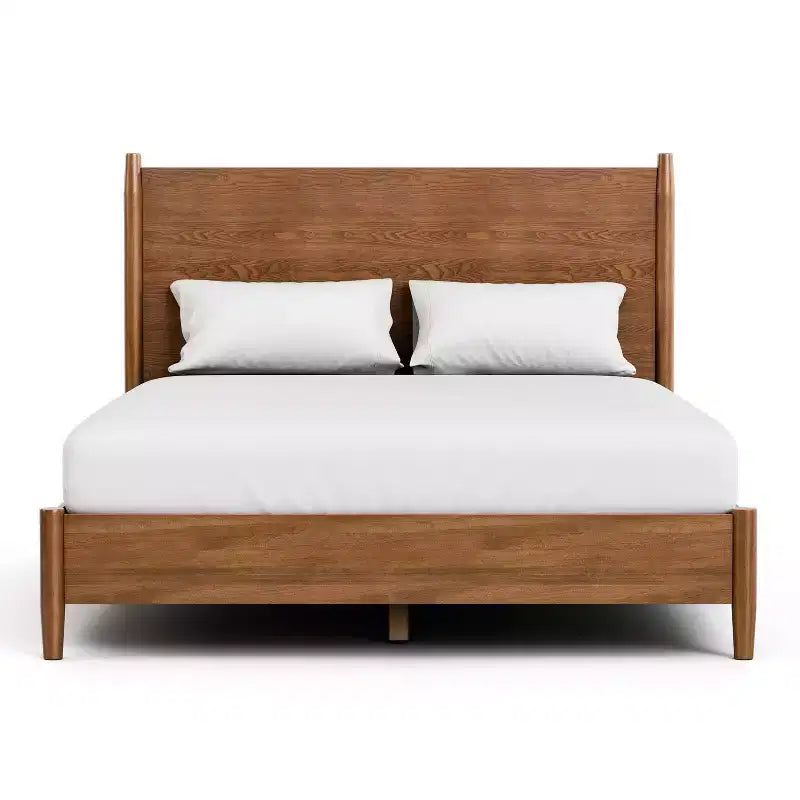 HOMES: Inside + Out Ensemble de chambre à coucher 3 pièces Queen Riverstone Mid-Century Modern avec 2 tables de nuit Noyer