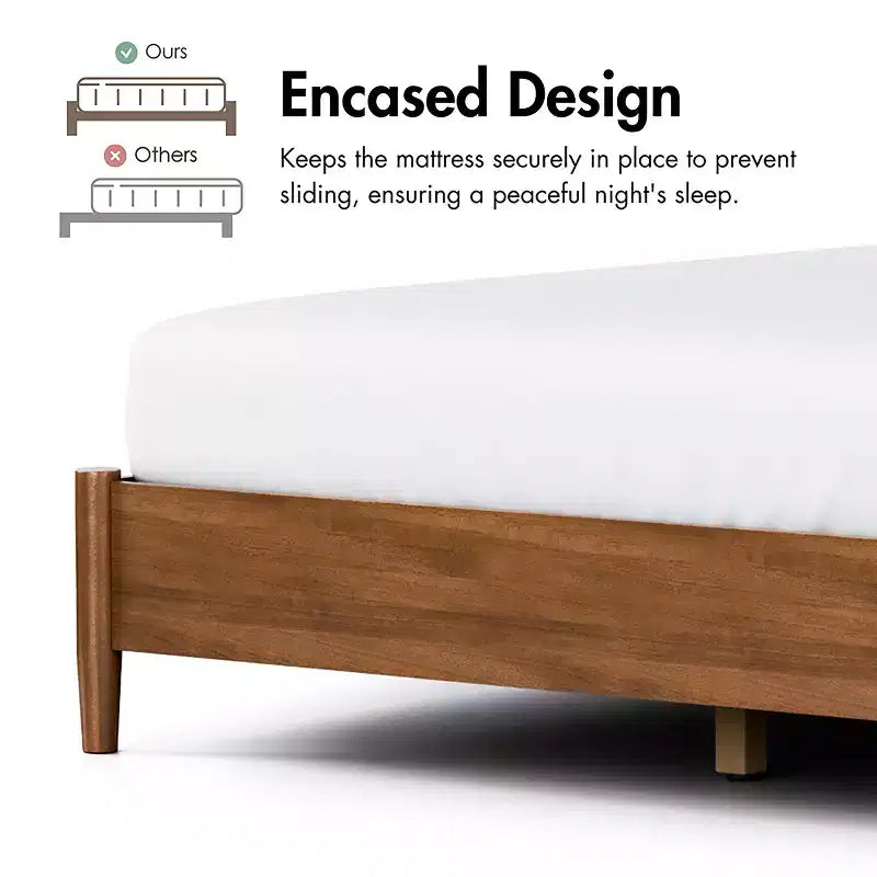 HOMES: Inside + Out Ensemble de chambre à coucher 3 pièces Queen Riverstone Mid-Century Modern avec 2 tables de nuit Noyer