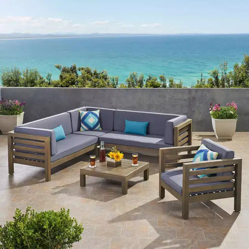 Oana 5pc Acacia Sectional Sofa Seating Set - Christopher Knight Home