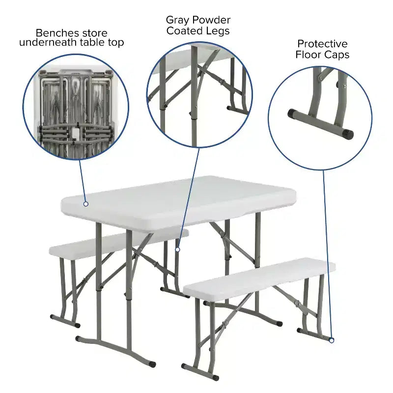 Flash Furniture Tonnelle Pop Up 3 x 3 m avec Sac de Transport et Ensemble Table et Bancs Pliables - Kit Portable pour Hayon, Camping, Événements