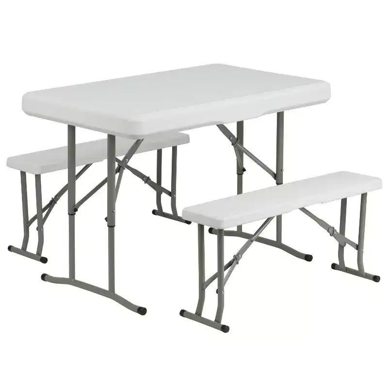 Flash Furniture Tonnelle Pop Up 3 x 3 m avec Sac de Transport et Ensemble Table et Bancs Pliables - Kit Portable pour Hayon, Camping, Événements