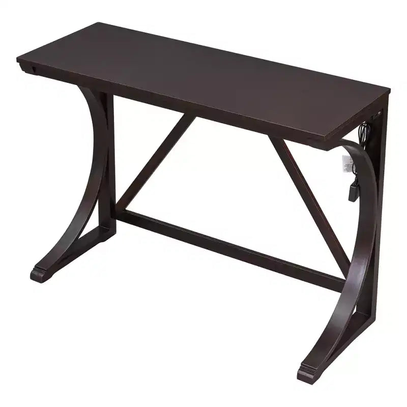 Ensemble de salle à manger 3 pièces à hauteur de comptoir de style ferme avec port USB et tabourets rembourrés - ModernLuxe