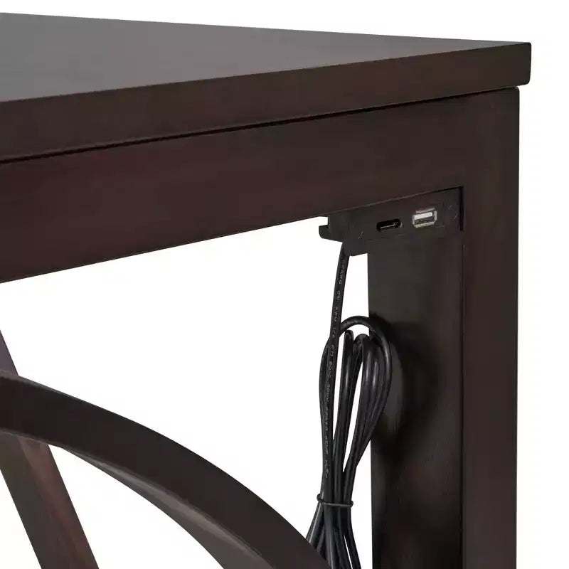 Ensemble de salle à manger 3 pièces à hauteur de comptoir de style ferme avec port USB et tabourets rembourrés - ModernLuxe