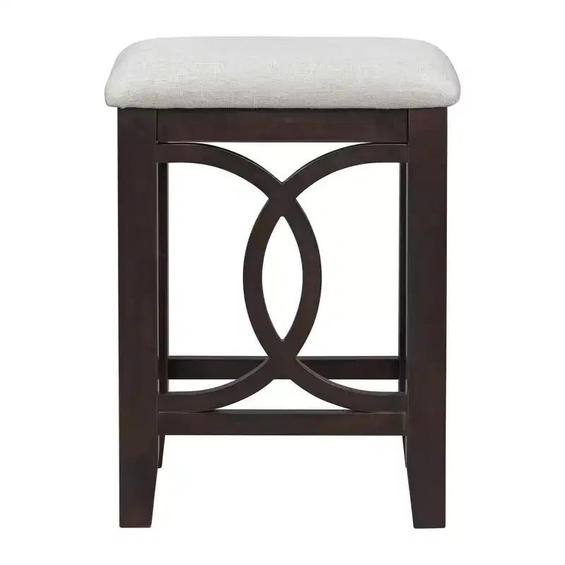 Ensemble de salle à manger 3 pièces à hauteur de comptoir de style ferme avec port USB et tabourets rembourrés - ModernLuxe