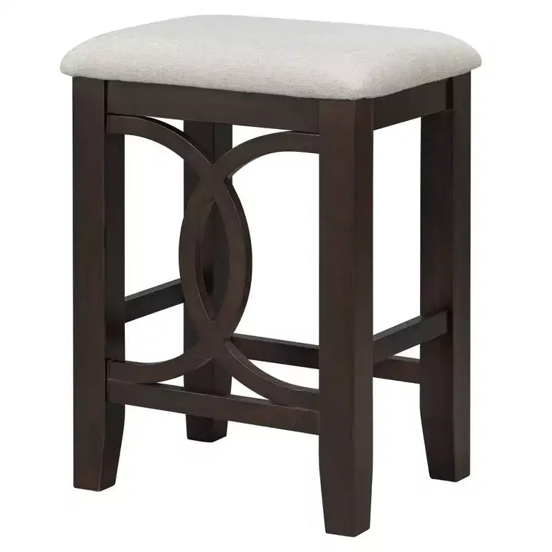 Ensemble de salle à manger 3 pièces à hauteur de comptoir de style ferme avec port USB et tabourets rembourrés - ModernLuxe